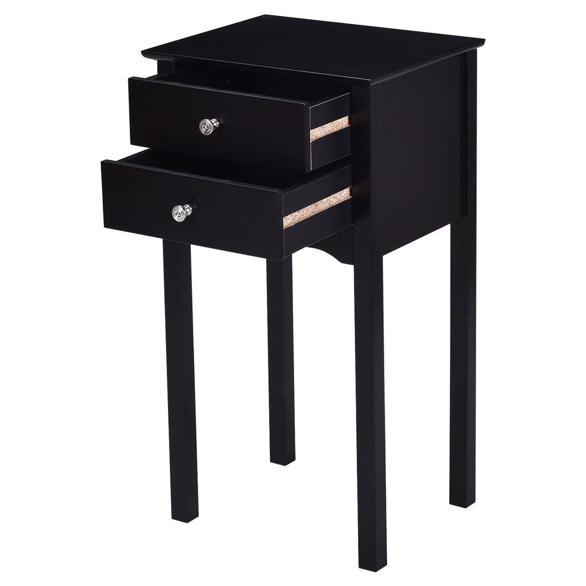 Gymax 2 PCS Side Table End Accent Table Night Stand W/ 2 Drawers Black
