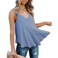 thumbnail image 5 of Women's Flowy V Neck Cami Shirts Summer Casual Tank Tops Loose Sleeveless T Shirts, 5 of 6