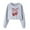 Gray, variant on Women's Crop Sweatshirts Fruit Cherry Print Cute Pullover Long Sleeve Tops for Teen Girls Short Blouses (L, Black)