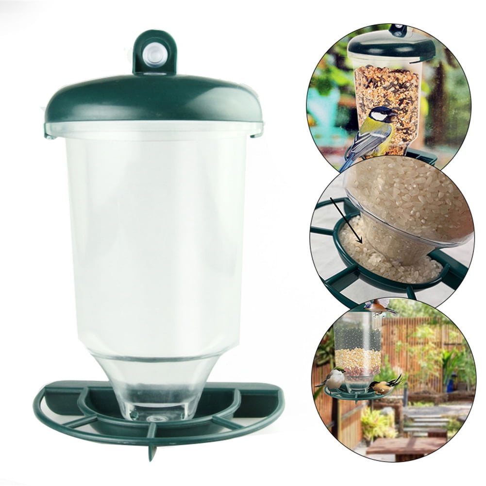 Automatic Bird Feeder with Lid Transparent Plastic Innovative Suction ...