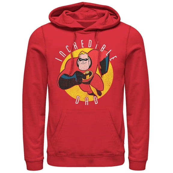 Men's The Incredibles Incredible Dad  Pull Over Hoodie Red Medium