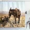 thumbnail image 1 of Ambesonne Donkey Shower Curtain, Greek Donkey in Mountains, 69"Wx75"L, Multicolor, 1 of 3