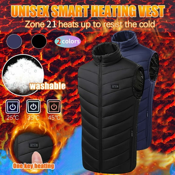 HAPIMO Sales Men's Heated with Battery Pack Zipper Lightweight Down Rechargeable Electric Dual Control Heated Apparel with 11 Heating Panels with Pocket Black XXL
