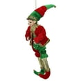 thumbnail image 3 of Northlight Bendable Elf in a Suit Hanging Christmas Ornament - 12" - Red and Green, 3 of 6