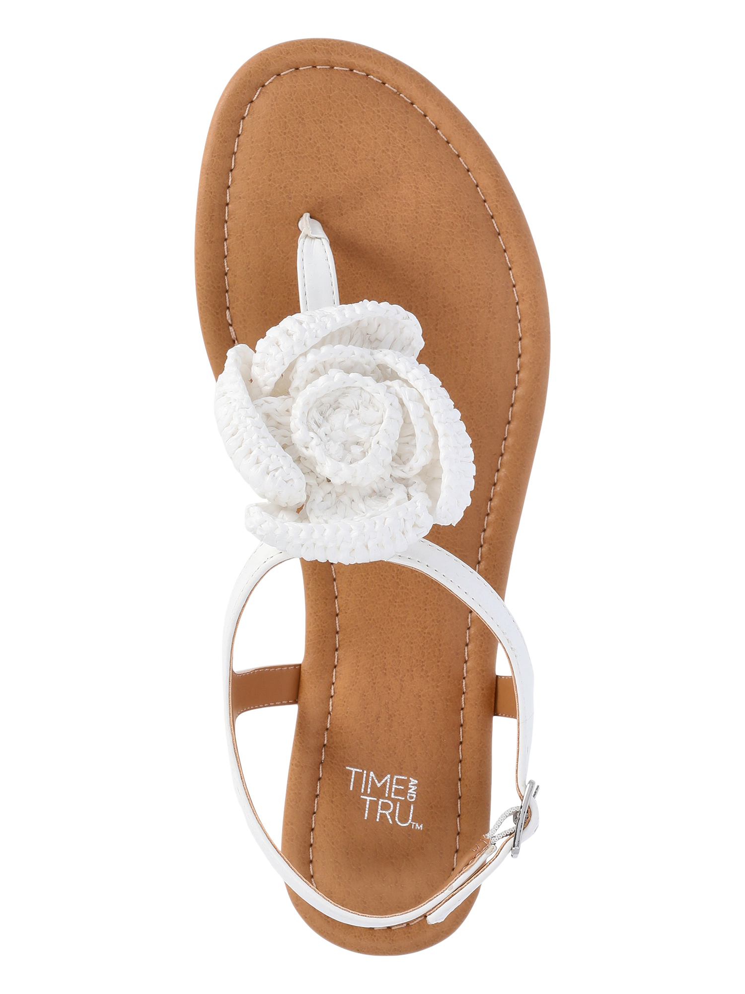Time and Tru Women's Crochet Flower Thong Sandals