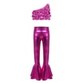 thumbnail image 4 of iiniim Girls Disco Jazz Hip Hop Street Dance Outfits Sequins Ruffle Crop Top with Flared Leggings Pants Set Hot Pink 8, 4 of 7