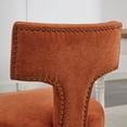 thumbnail image 4 of Hassch Farmhouse Dining Chairs Set of 2, Linen Fabric Upholstered Kitchen Side Chairs with Curved Ergonomic Backrest, Copper Nailhead Trim, Solid Wood Legs, 300 lbs Capacity (Orange), 4 of 10