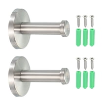 Uxcell 2 Pcs Stainless Steel Bathroom Towel Hooks, 2x0.5 Inch Heavy Duty Robe Coat Hooks Round Wall Mounted Hook with Screws for Bedroom Kitchen Closet Cabinet, Silver