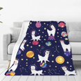 thumbnail image 1 of Fotbe Lama in Space Manta de Franela Acolchonada con Estampado, Súper Suave y Esponjosa, Extra Grande para Sofá, Cama, Uso Todo el Año-60"x50", 1 of 7