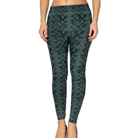 Simplicity Multi Style Color Leggings in a Reptile Inspired Print, Aqua