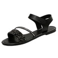 thumbnail image 2 of Willtoo Women's Sparkly Rhinestone Flat Sandals, Glitter Dressy Summer Shoes, Adjustable Hook and Loop Strap Sandals for Wedding Party Beach, 2 of 6