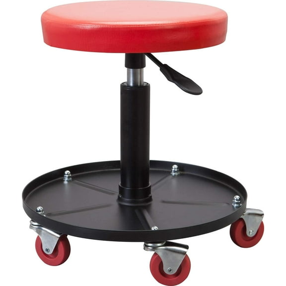 Torin Rolling Pneumatic Creeper Garage/Shop Seat Mechanic Stool with Tool Tray Storage, Red, W620B