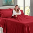 thumbnail image 5 of Nestl Extra Deep Pocket Queen Sheets - 6 Piece Soft Microfiber Bed Sheets Set Fits 18"-24" Mattresses, Burgundy red, 5 of 8