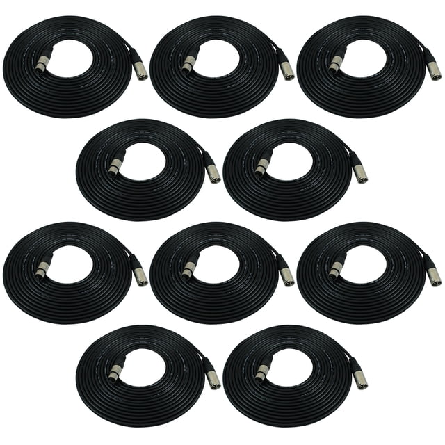 Cables de conexión de cable de micrófono XLR macho a XLR hembra de 25 pies, paquete de 10