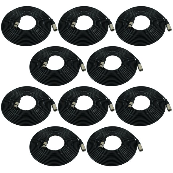 Cables de conexión de cable de micrófono XLR macho a XLR hembra de 25 pies, paquete de 10