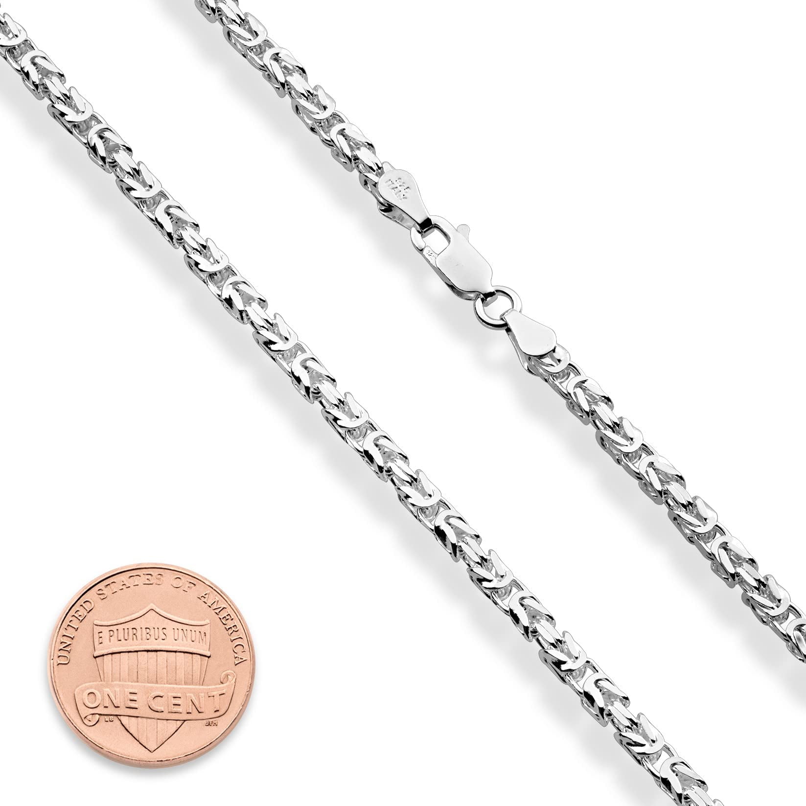 Miabella Solid 925 Sterling Silver Italian 3mm Square Byzantine Link Chain Necklace for Women Men, 925 Handmade in Italy (Length 24 Inches)