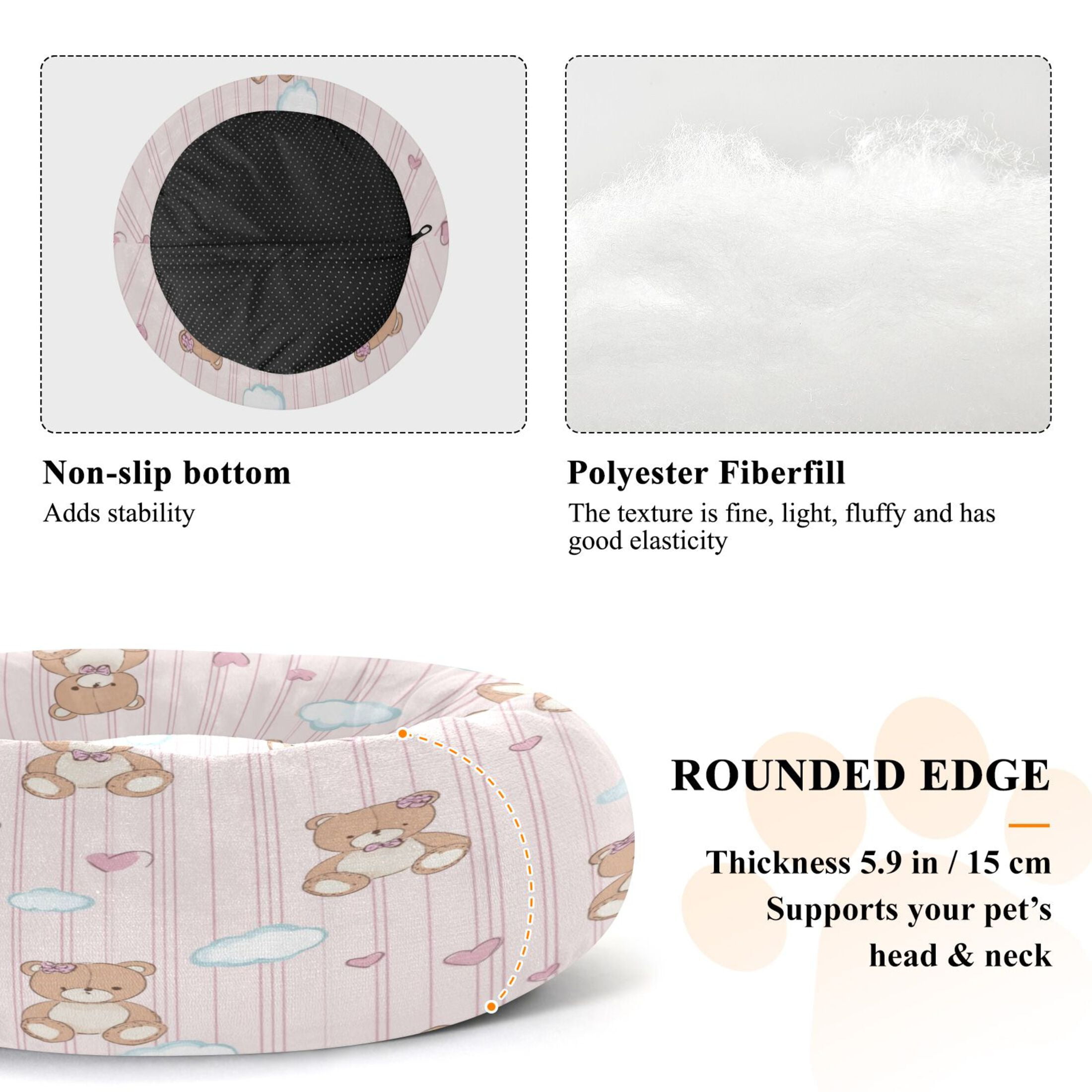 Iauyy Pet Couch Donut Cat Bed for Indoor Cats/Small Dogs Washable & Machine with Non-slip Bottom Calming Cat Furniture, Cute Teddy Bear (XS)