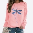 thumbnail image 2 of Penkiiy Blouses pour Femmes Hauts d'Automne Manches Longues Chandail Ample Chemise Décontractée Imprimé Poitrine Col Rond Chandails en Molleton Rose Vêtements Y2K, 2 of 8