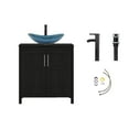 thumbnail image 6 of PULUOMIS 30 Inches Bathroom Vanity in Black Finish with Glass Boat-Shaped Vessel Sink, Single Bathroom Vanity with Top, 2-Door Cabinet and 2 Drawers, 6 of 12