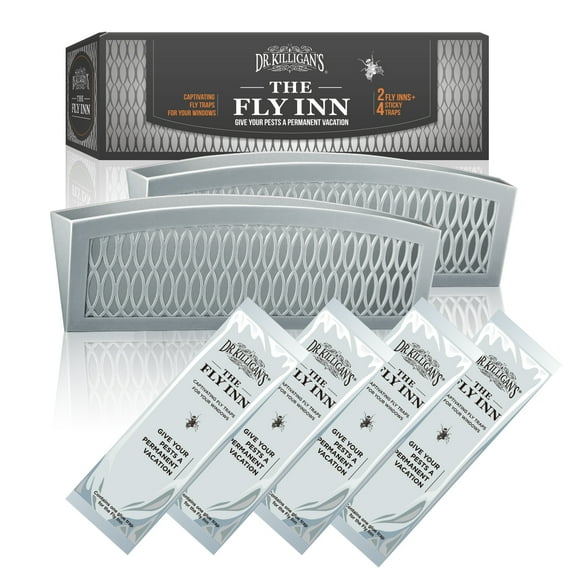 Dr. Killigan's The Fly Inn | Window Fly Traps | Sticky Fly Strip | Indoor Insect Trap | Catches and Hides Bugs | Better Than Fly Paper or Ribbon | Get Rid of Flies | (2 Fly Inns + 4 Sticky Traps)
