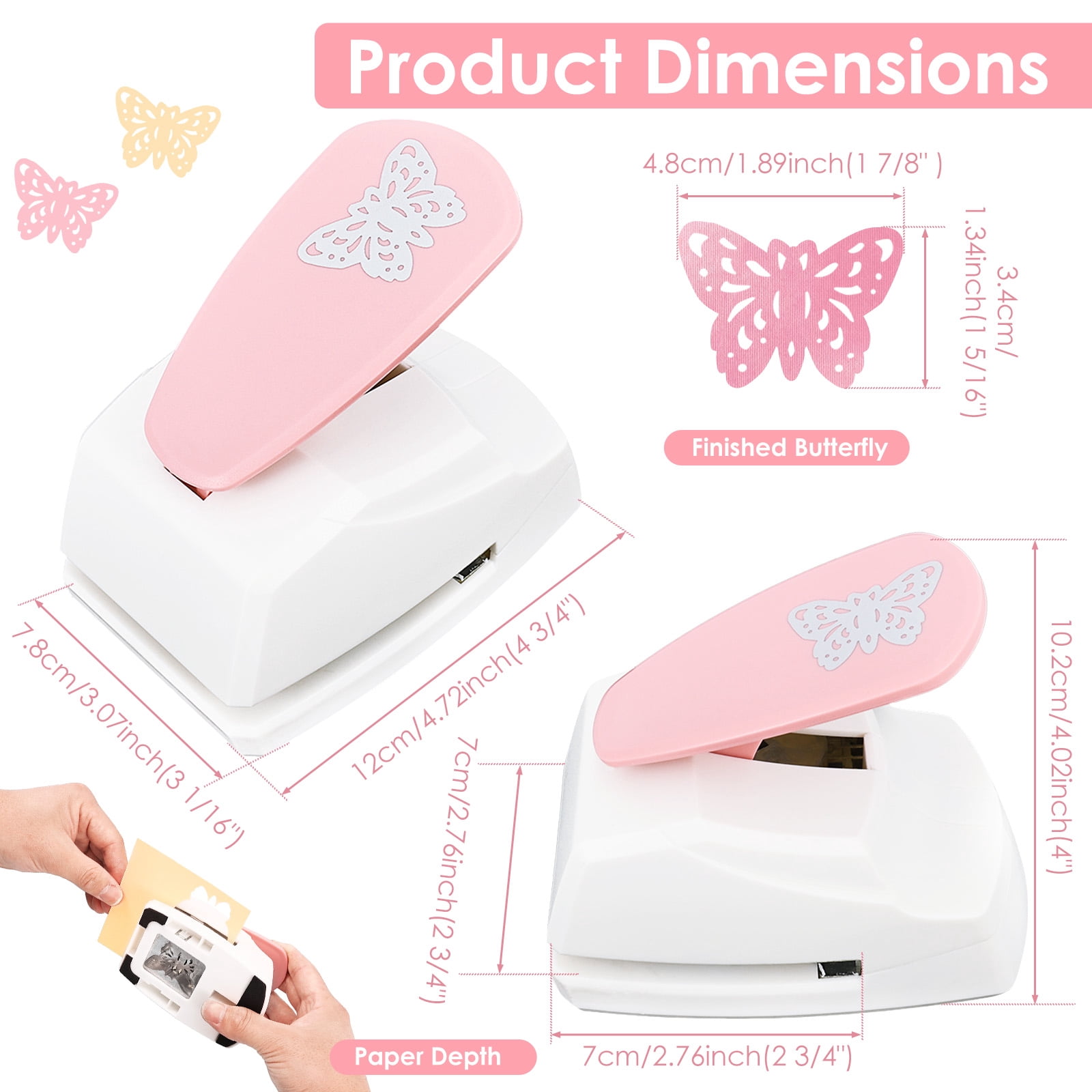 Ihvewuo Paper Punch Butterfly / Heart Hole Puncher for Scrapbooking DIY Handmade Paper Puncher for Crafts Scrapbook Cards Decoration Zinc Alloy+ABS Colorful