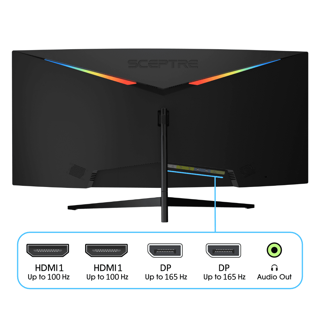 Sceptre 34-Inch Curved Ultrawide WQHD Monitor 3440 x 1440 R1500 up to 165Hz DisplayPort x2 99% sRGB 1ms Picture by Picture, Machine Black 2023 (C345B-QUT168)