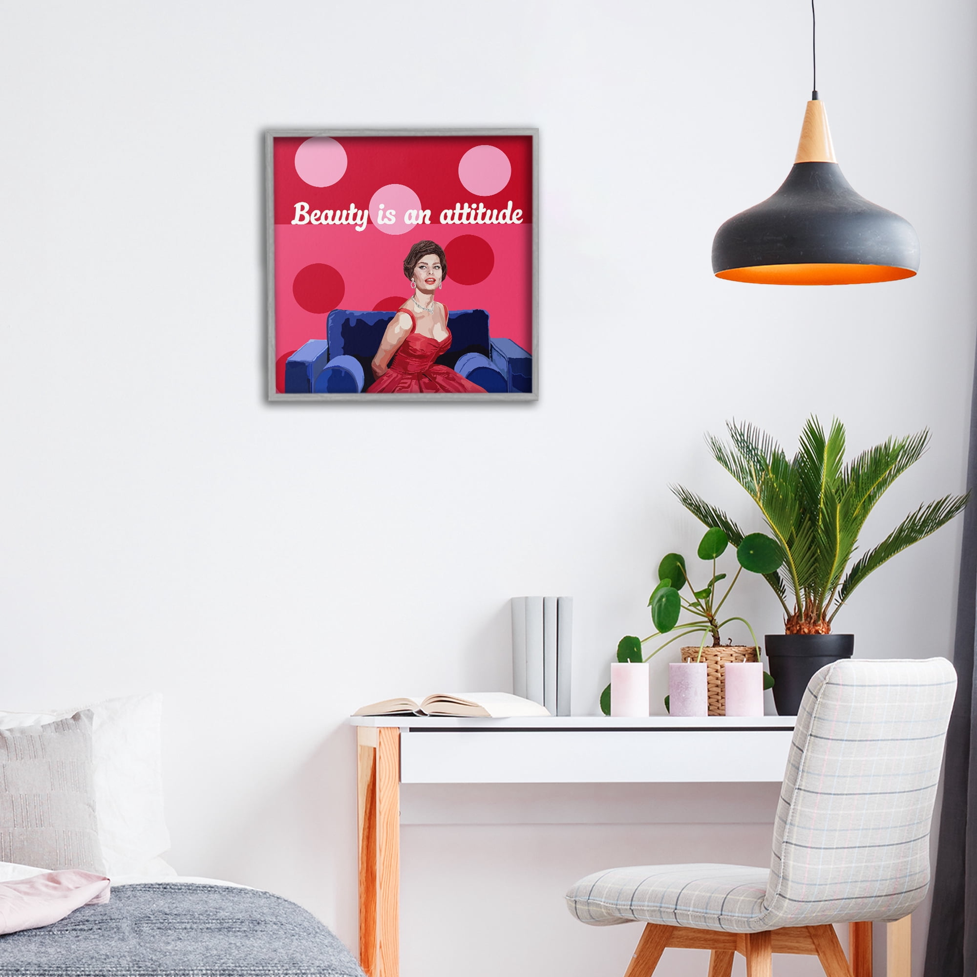 Stupell Industries Beauty Is An Attitude Gray Framed Giclee Art, design by Lynnda Rakos
