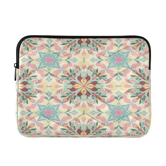 Quilted Laptop Sleeve for 13-16 Inch Laptops Protective Laptop Case Cover Lightweight Travel & Office Essentials Fresh Floral Patterns