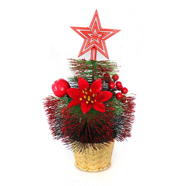 Mini árbol de Navidad, adornos de oropel de PET, decoraciones de mesa para festivales