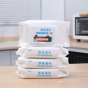Djiypn Wipes de suppression de la tache de cuisine 80 Pack, Wipes de nettoyage de l'huile pour la poêle à hotte, sans rinçage des vêtements de nettoyage jetables