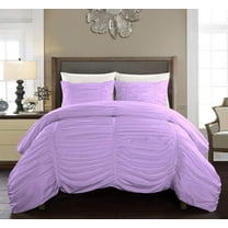 DNG Creations 5 Piece Ruched Pattern Duvet Cover 100% Egyptian Cotton, 800 TC- With Zipper Closure & Corner Ties ( Solid Lilac - Oversized Queen )