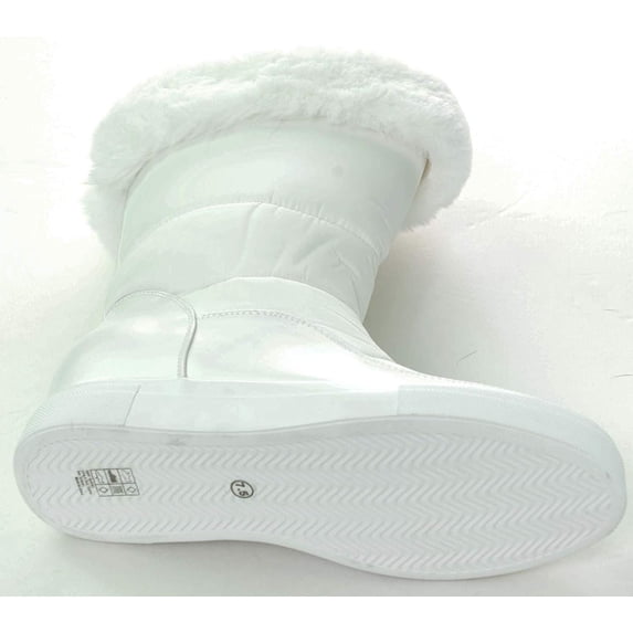 White Moon Boots Fur Vegan Women's Mid-Calf Winter - 8.5