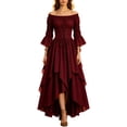 thumbnail image 2 of Guieoi Dresses for Women 2026 Fall Gothic Ballgown with Puff Sleeves and Waist Cinching Plus Size Red XXXL, 2 of 6