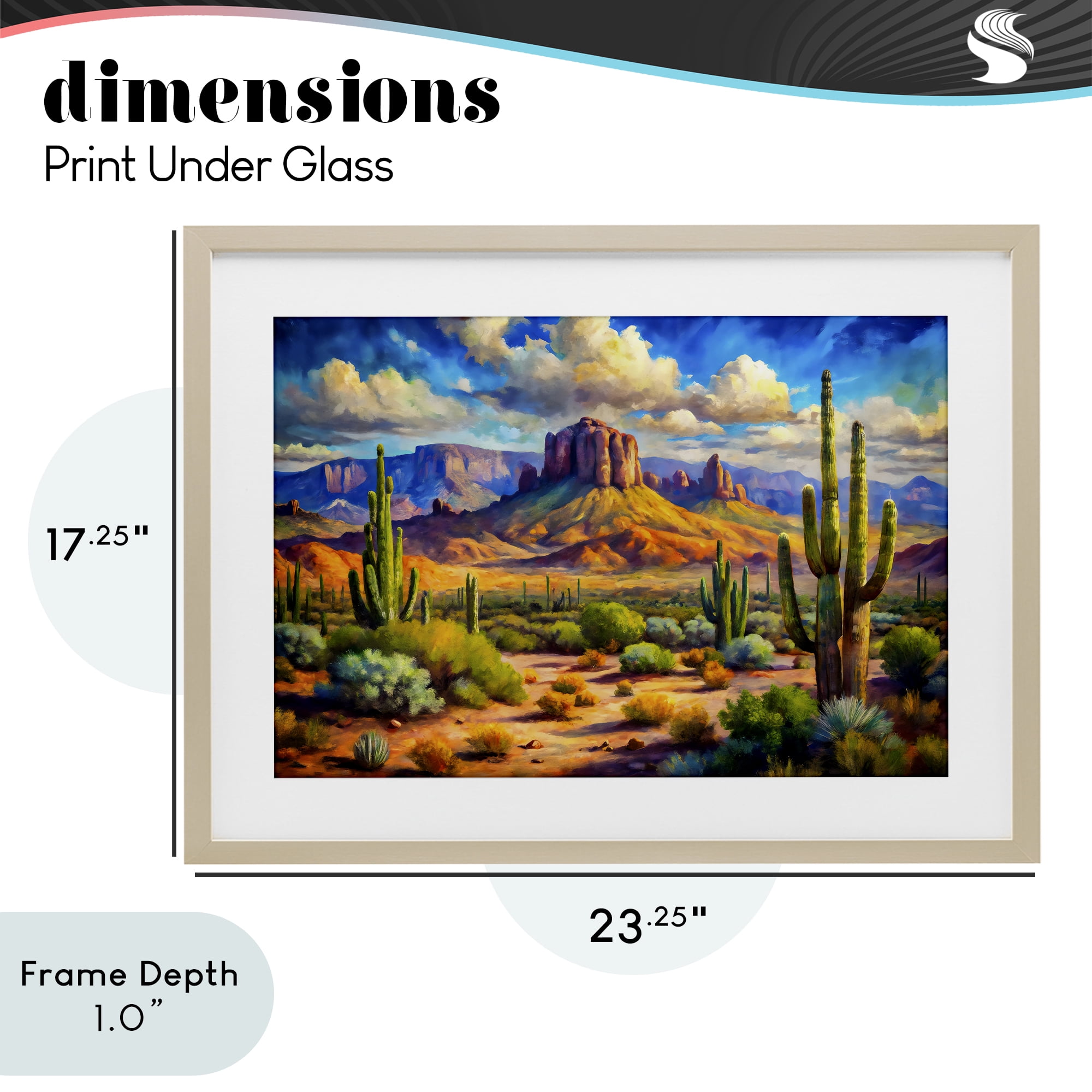 Stupell Industries Majestic Saguaro Desert Landscape Birch Framed Print Under Glass, design by Creative Studio