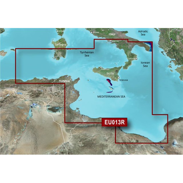 Garmin Marine Cartography 010-C0771-00 BlueChart G3 Vision; Compatible avec Traceurs de Cartes; Code Régional VEU013R; Couverture Détaillée des Cartes Italy Southwest And Tunisia; sur Carte SD/Micro-SD