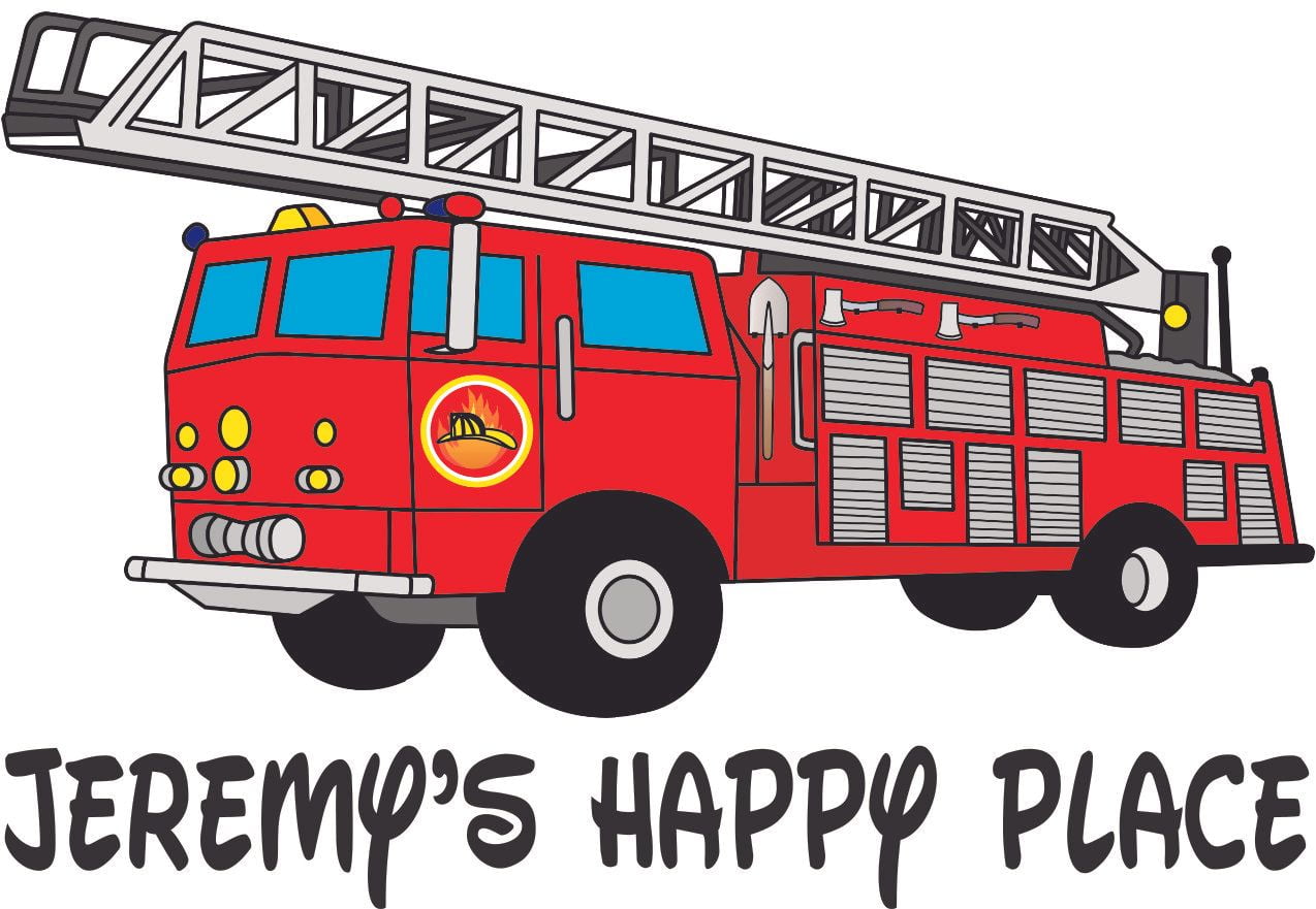 Firetruck Fire Truck Happy Cartoon Customized Wall Decal Custom Vinyl