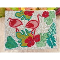 Set Of 6, Flamingo Placemat, Beaded  Multicolor Tablemat, Designer Charger Plate 12X15 Inch