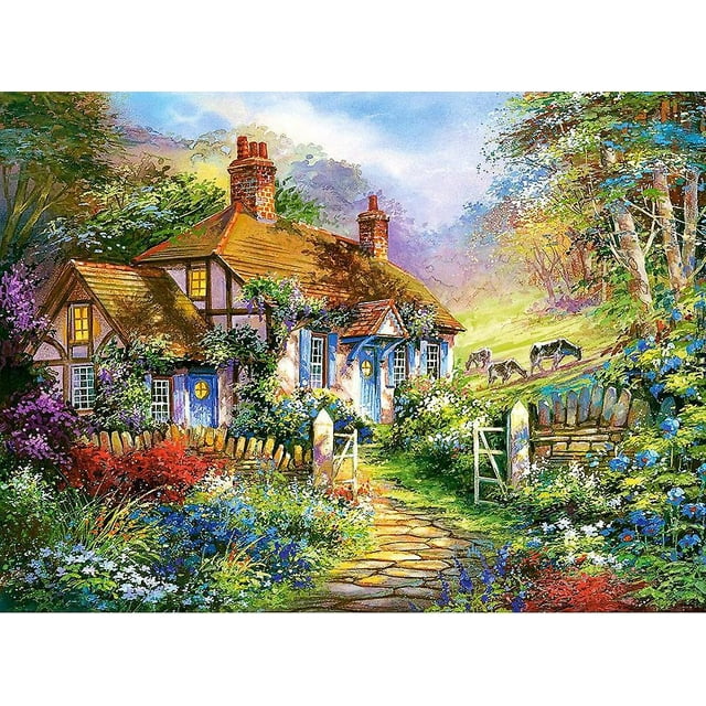 30x40cm 5d Diamant Ensemble De Peinture Pour Enfants - Belle Scne De Village 2 #, Broderie Diamant, Ensemble De Peinture Sur Toile En Pierre De Cr