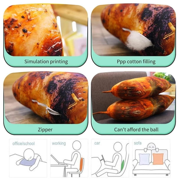Juguete de peluche de pata de pollo de imitación de 20 cm, cojín de almohada frito con forma de baqueta de ala de pollo, almohada suave para decoración del hogar, regalo de cumpleaños