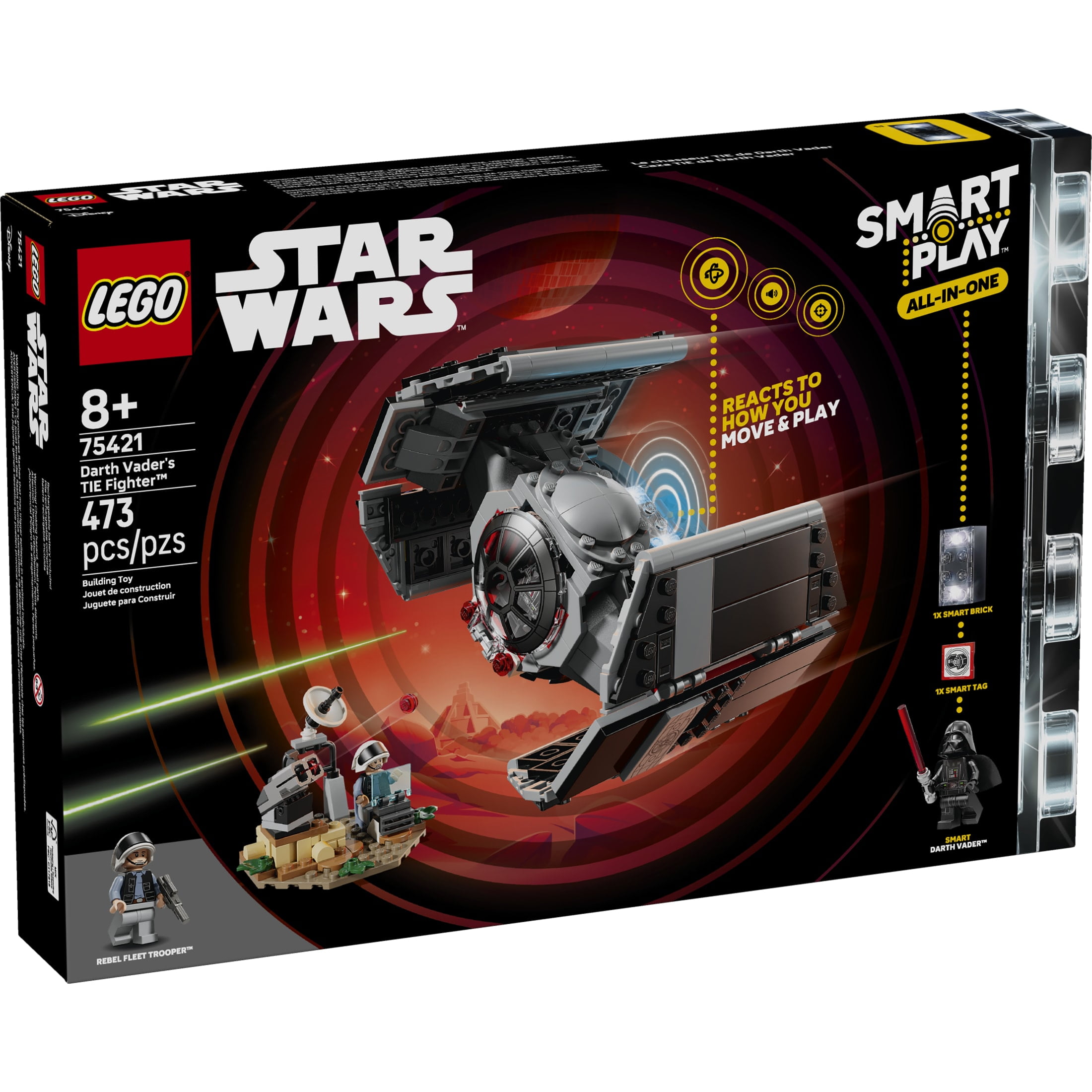 LEGO Star Wars SMART Play: Darth Vader’s TIE Fighter Interactive Building Toy - All-In-One Set - Reacts to How You Move and Play with a SMART Brick - Gift for Boys, Girls and Kids Ages 8+ - 75421