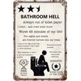 thumbnail image 1 of Cartel de metal vintage "Infierno en el baño": la peor habitación del año, siempre sin papel higiénico, para pared de baño, bar, cafetería y pub. Tamaño: 8 x 12 pulgadas, 1 of 4