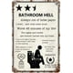 thumbnail image 1 of Cartel de metal vintage "Infierno en el baño": la peor habitación del año, siempre sin papel higiénico, para pared de baño, bar, cafetería y pub. Tamaño: 8 x 12 pulgadas, 1 of 4