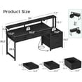 thumbnail image 3 of Computer Desk with 4 Drawers, 55 Inch Office Desk with Printer Shelf & Built-in Power Outlet, Work Desk with Monitor Shelf for Home Small Spaces, Black, 3 of 12