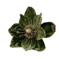 thumbnail image 3 of CoreLiving 1 Pc Artificial Poinsettia Flowers, Green Velvet Glitter Magnolia Floral Picks for Christmas Tree Ornaments, Decorative Holiday Wedding Party Accents, 3 of 10