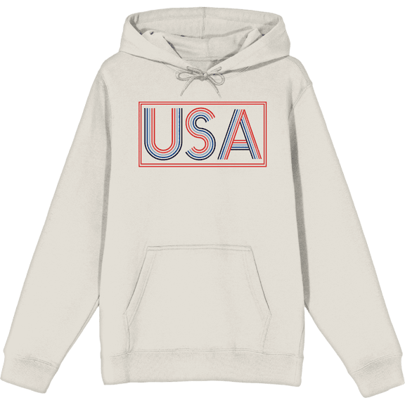 Americana USA Neon Sign Sand Adult Long Sleeve Hoodie-Medium