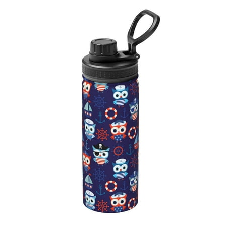 

Hirioo pirate owls and boats for 18oz Sports Insulated Kettle for Gym Hiking Camping Running Mountain Bike Outdoor Sports