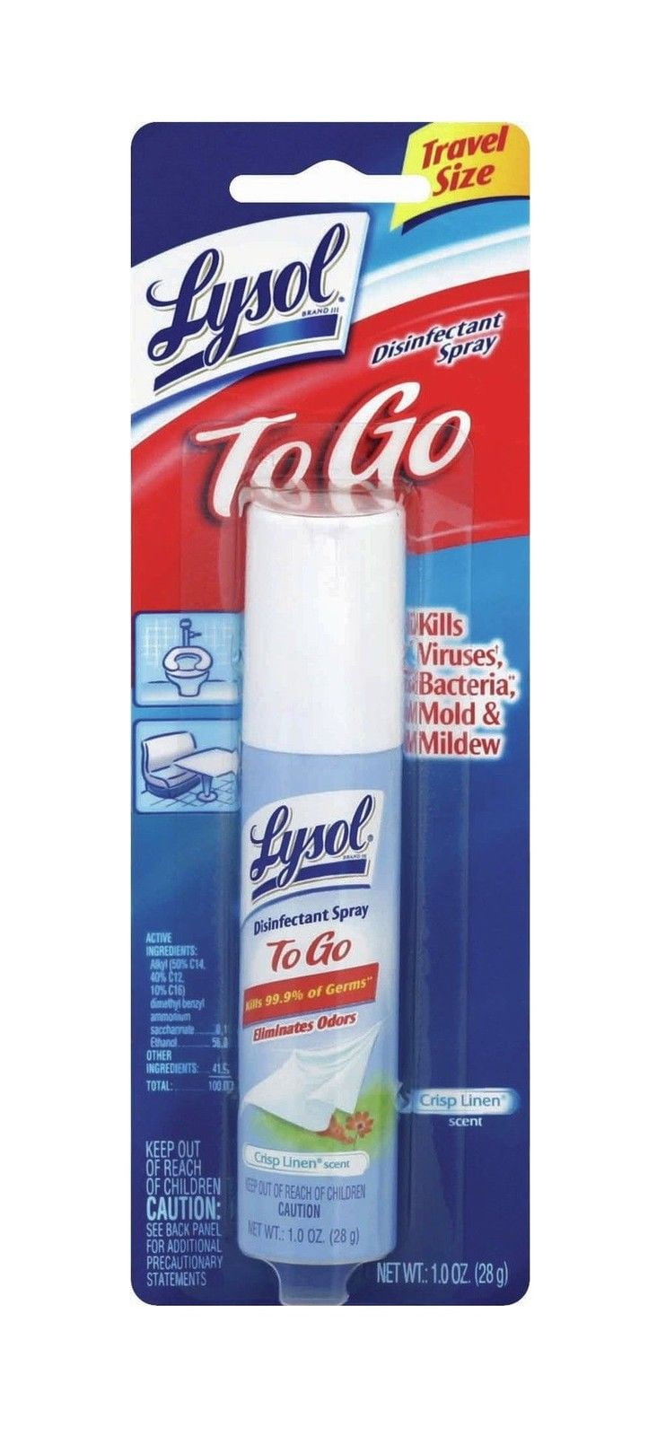Lysol Disinfectant Spray to Go, Crisp Linen Scent - 1 oz (Pack of 5)
