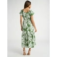 thumbnail image 4 of Sofia Jeans Women's and Women's Plus V Neck Dress with Flutter Sleeves, Below Calf Length, Sizes XS-4X, 4 of 4