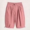 thumbnail image 4 of Yievot Bermuda Shorts for Women 9 Inch Inseam Drawstring Elastic Waist Cuffed Hem Loose Fit Casual Summer Lounge Shorts, 4 of 6