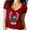 Red, variant on American USA Flag Eagle Printed Women V-neck Tee Shirt Color Black Small